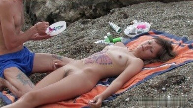 Naked body art on the beach Full HD video - The equality of body and spirit is an important idea in the practice of nudism and naturism