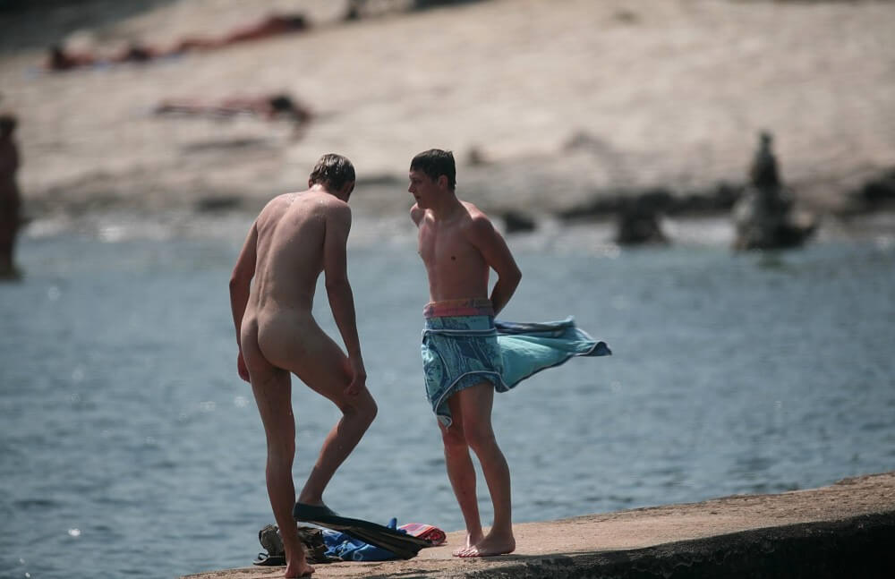 Nudists Boys - Water Prep On The Ledge - The practice of naturism promotes inner harmony and peace