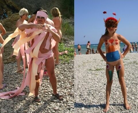 Natural Mud Camouflaging pics - The natural beauty of the body is revealed in nudism