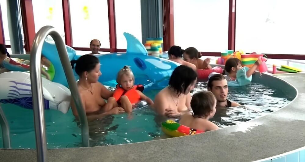 Indoor Swim Exercise - Nudism fosters trust if you are sincere