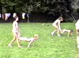 A nudist gathering at the stadium and sports - Radical nudism materials