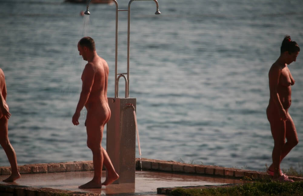 Naturist Shower at Dusk pics - Nudity fosters the development of trust and sincere relationships