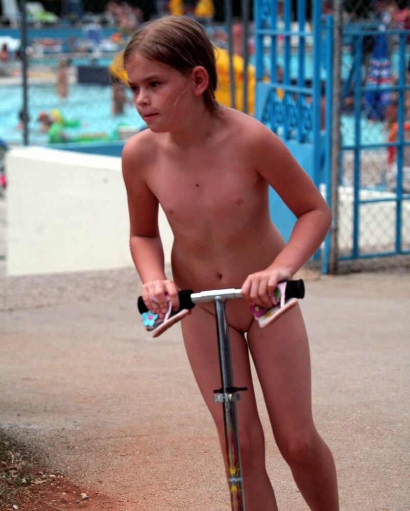 Pool-Side Naturist Scooter pics - Home naturism in all its glory
