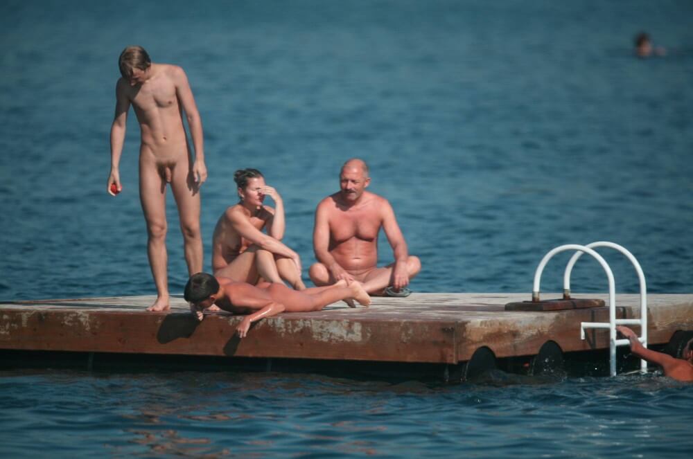 Naturist Family Water Slab pics - Love for oneself and nature as the foundation of the naturist lifestyle